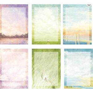 Decorative Writing Paper Set with Watercolor Bridge Design, Double-Sided Paper